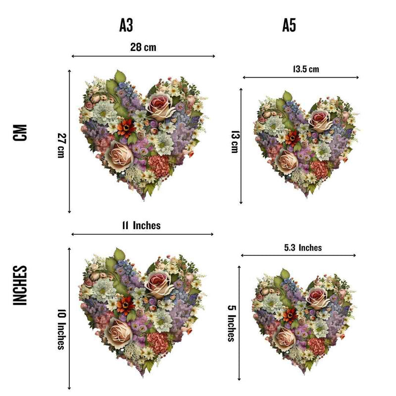 Quebra-Cabeça de Madeira Coração Florescendo