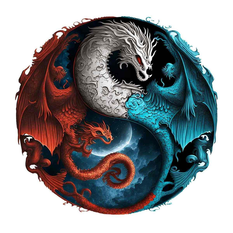 Quebra-Cabeça de Madeira Dragões Yin Yang