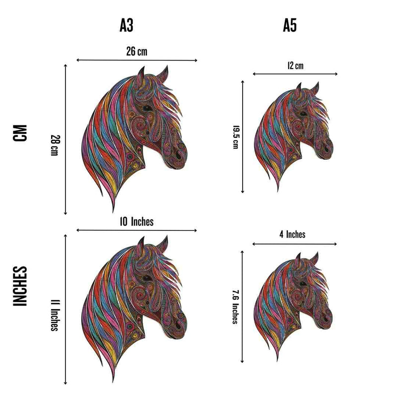 Quebra-Cabeça de Madeira Cavalo Colorido