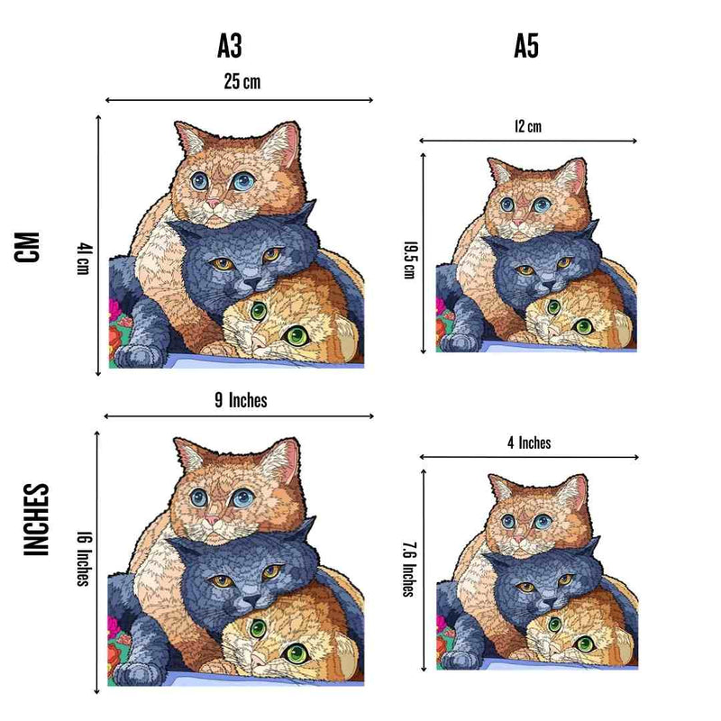 Quebra-Cabeça de Madeira Gatos