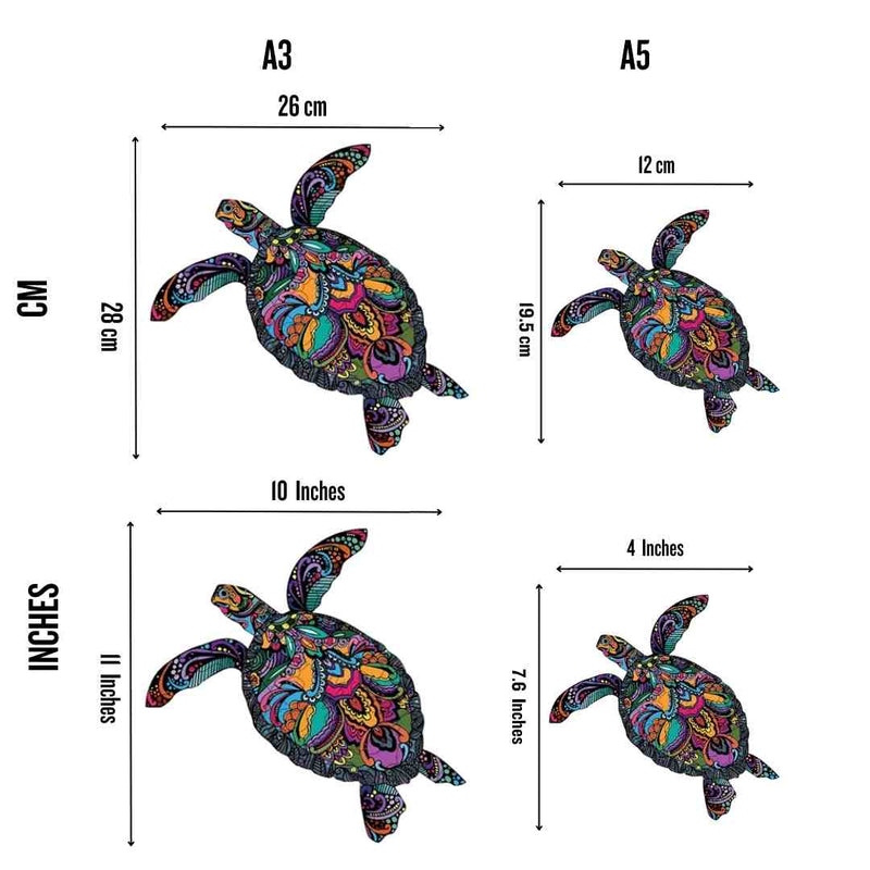 Quebra-Cabeça de Madeira Tartaruga Floral