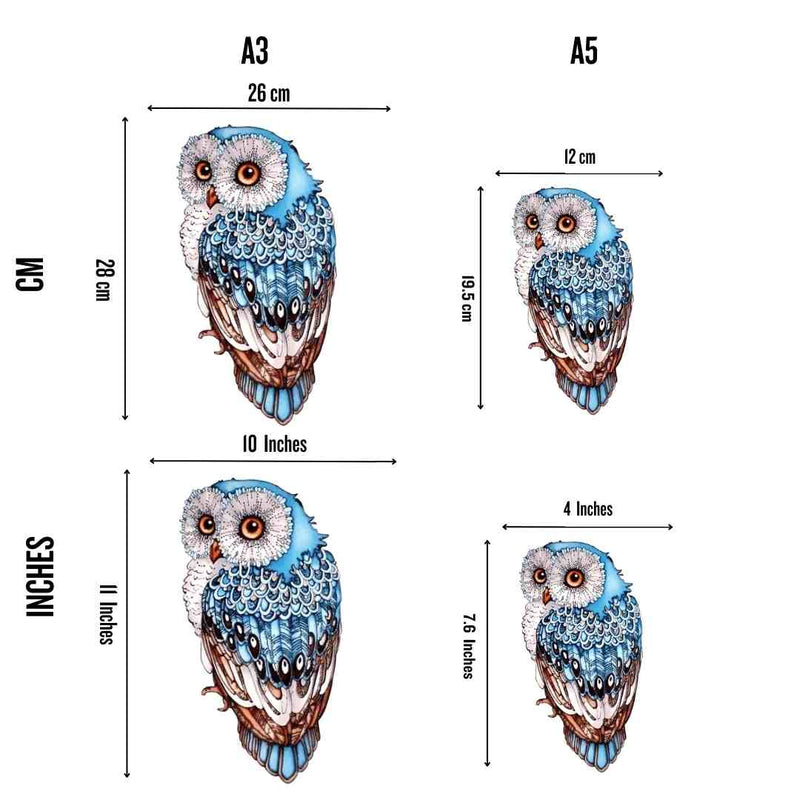 Quebra-Cabeça de Madeira Coruja Azul