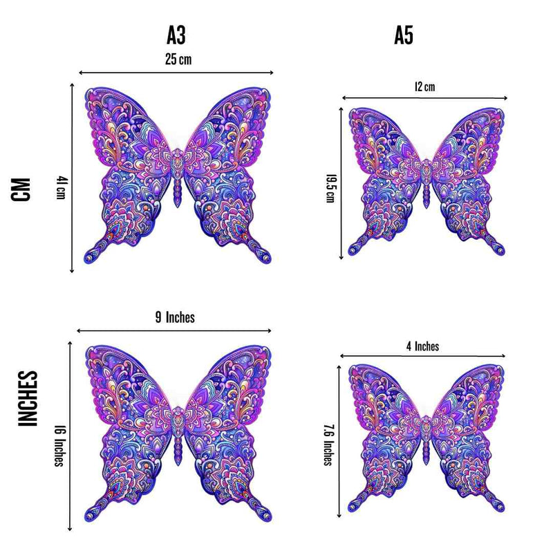 Quebra-Cabeça de Madeira Borboleta Roxa