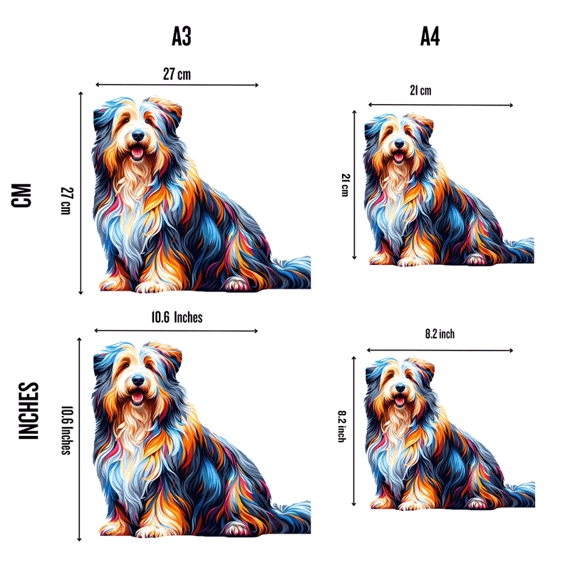 Quebra-Cabeça de Madeira Cachorro Barded Collie