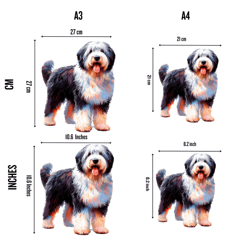 Quebra-Cabeça de Madeira Cachorro Velho Cão de Ovelha Inglês